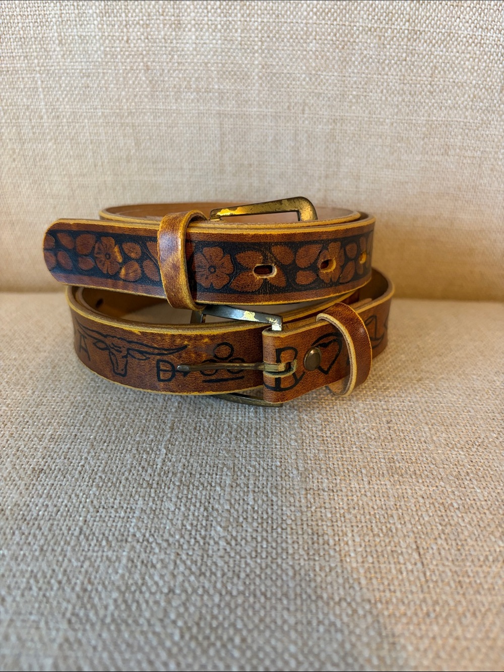 Vintage Boys Western themed Leather Belts